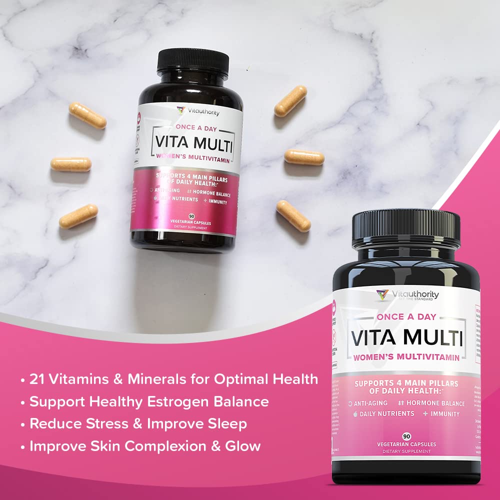 Multivitamin for Women Women’s Daily Multi-Vitamin Supplement with DIM, Iodine, Ashwagandha Supports Youthful Complexion, Healthy Cortisol and Estrogen Balance 30 Day Supply