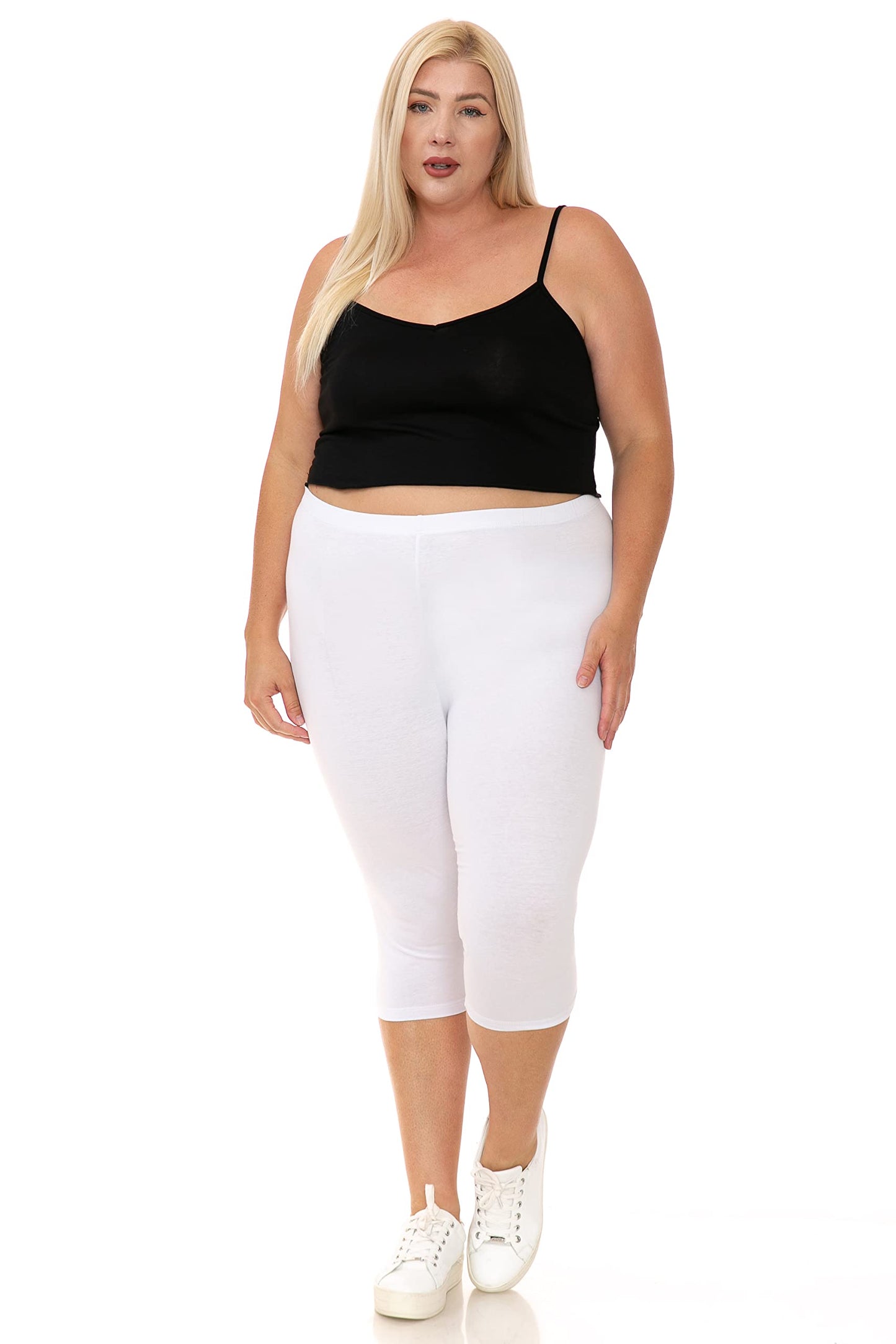 Leggings Depot Cotton Spandex Knee Length Leggings for Women, Made in USA