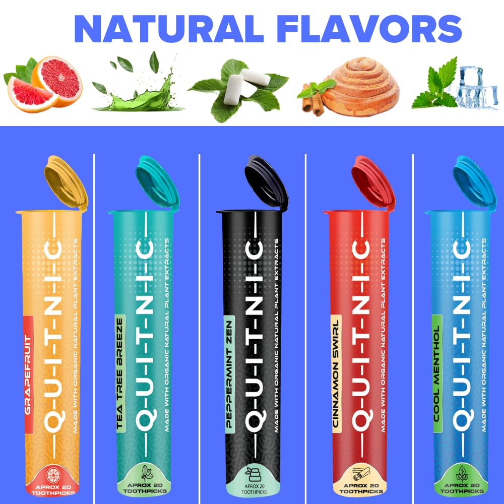 Quit-NIC Infused Flavored Toothpicks - Nicotine Free, Non-GMO Kosher Vegan Flavored Toothpicks for Adults to Help Quit Smoking and Quit-NIC Peppermint Zen (3 Pack)