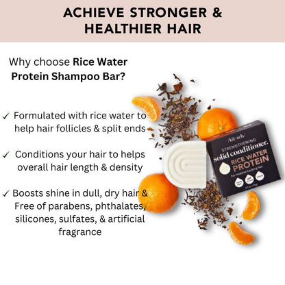 Kitsch Rice Water Hair Conditioner Bar - Soap Bar for Hair Care - Conditioner for Women and Men - Moisturizing & Strengthening for All Hair Types - Sulfate-Free, Paraben-Free - Made in USA - 2.7oz