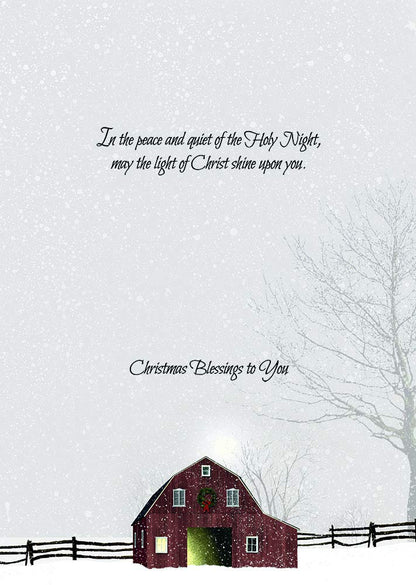 Performing Arts Winter Barn Christmas Cards Boxed Set - Pack of 16 Rustic Winter Farmhouse Holiday Greeting Cards with Envelopes - Soft Touch Velvet Finish and Vintage Snow Scene - Made in USA