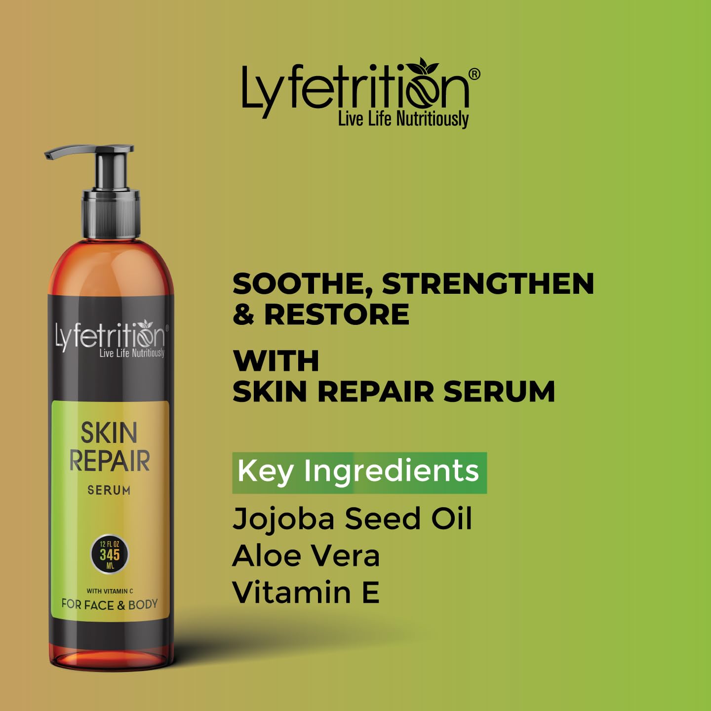 Lyfetrition skin repair serum | 12 oz Large Bottle | Repair Acne, Allergies and Sunburn | Skin Repair Serum for Men and Women | Skin Repair Serum for All Skin Types