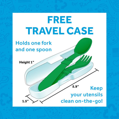 Re-Play Toddler Forks and Spoons Set - 4x4 Toddler Utensils Set - Dishwasher and Microwave Safe - Made in USA - Set of 8-5.8" x 1.2" x 0.2" - Aqua Asst