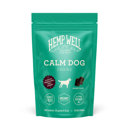 Organically Sourced Hemp Well Calm Dog Soft Chews - Anxiety Relief Treats for Dogs, Helps with Separation Anxiety and Travel, Melatonin and Hemp Dog Calming Chews (1 Pack (30 Chews))