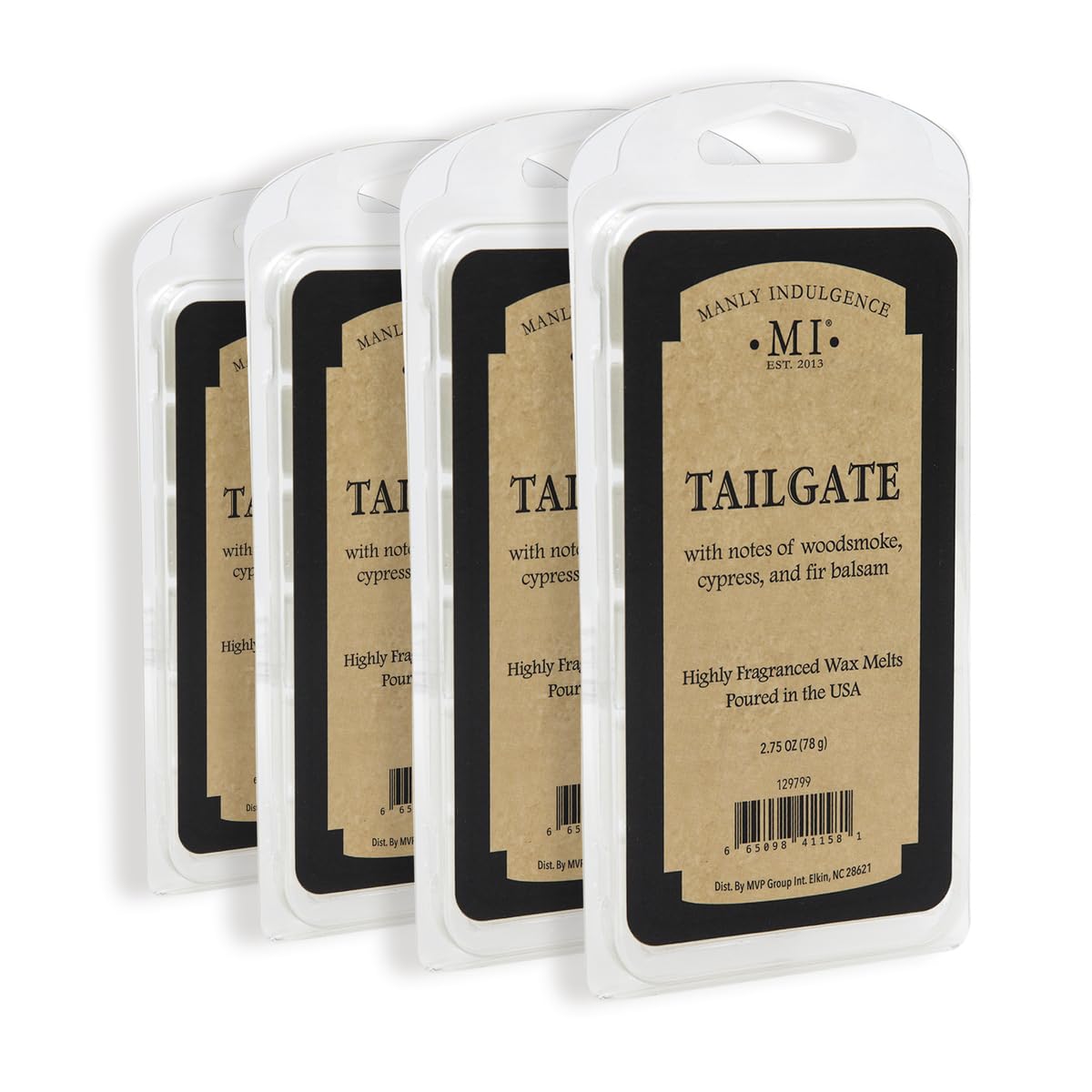 Manly Indulgence Tailgate Scented Wax Melts, Wax Melt Warmer Cubes, Long Lasting Scented Wax Warmer Cubes, 4 Pack, 6 Cubes Each - Made in The USA