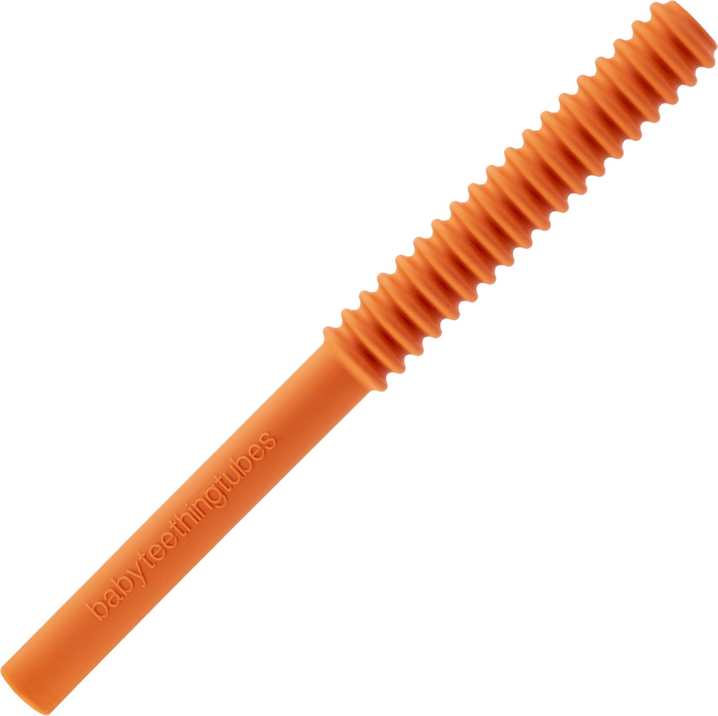 Baby Teething Tubes - Made in The USA Baby Teething Toys - Soft & Durable Infant Toys and Toddler Silicone Teether - 7 Inches, Orange - Baby Must Haves for Teething Relief - Food Safe & Easy to Clean