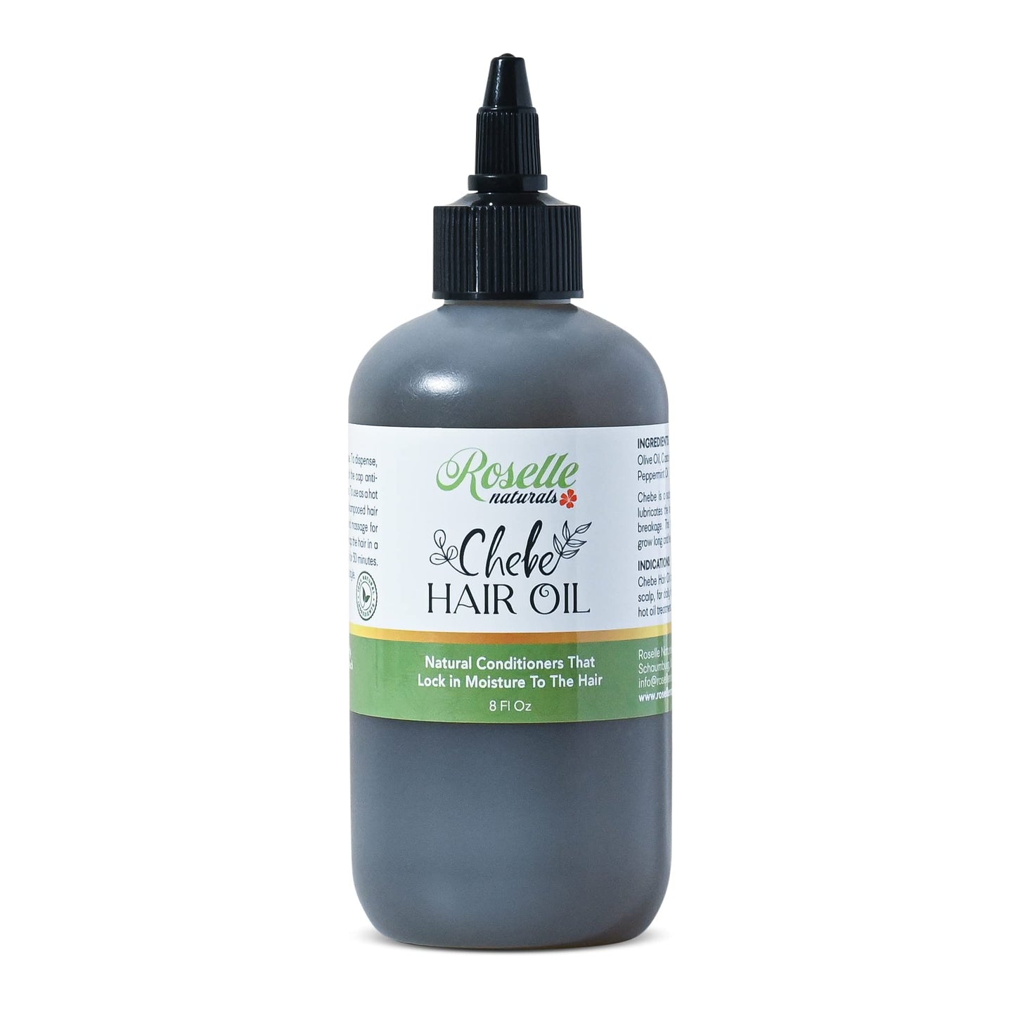 Roselle Naturals Chebe Oil for Hair Growth for Black Women, Chebe Oil Hair Growth Products Made in USA 8 Fl Oz - Chebe Powder Chebe Hair Grease for Stronger, Longer, Thicker Hair.