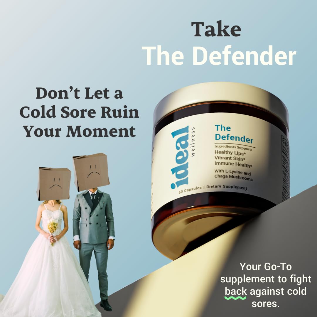 L-Lysine Cold Sore Treatment For Lips With Immune Support - L Lysine 1000mg Capsules, Chaga, Bee Propolis, Vitamin C, Zinc & Licorice Root Extract - Non-GMO, Vegetarian, 60 Capsules for Men and Women