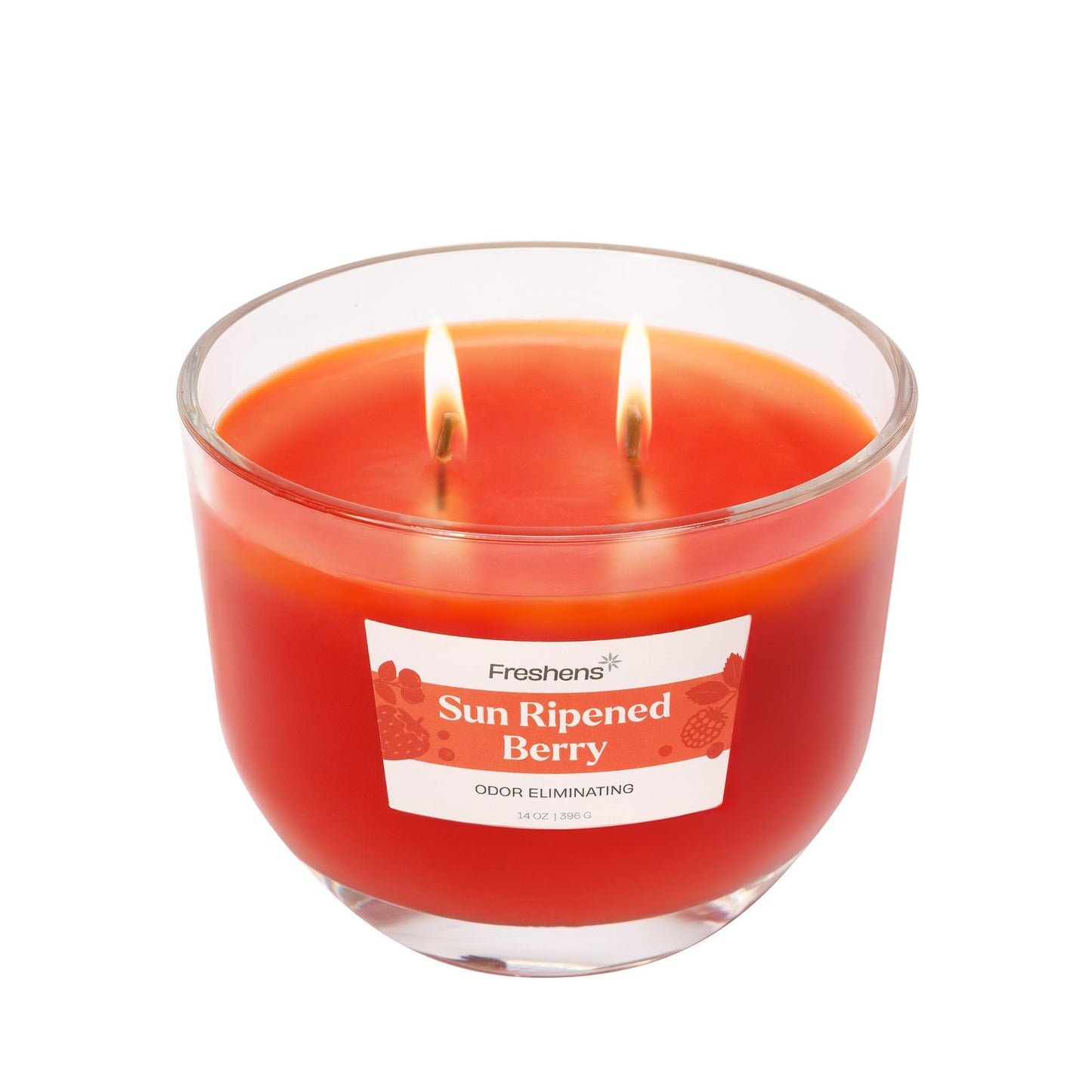 Carolina Freshens Sun Ripened Raspberry Odor Eliminating Highly Fragranced Candle for Home Scented, Eliminates 90% of Pet, Smoke, Food and Other Smells Quickly, 2 Wick, 14 oz - Made in The USA