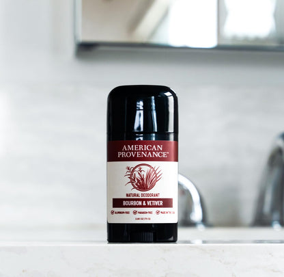 American Provenance Aluminum Free Natural Deodorant For Women and Men - Bourbon and Vetiver - 24 Hour Protection - Cruelty Free - Made in the USA (1 pack)