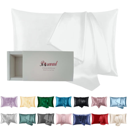 Premium Mulberry Silk Pillowcase for Hair and Skin Made in USA, Anti Acne Pure Silk Pillow Cases White Queen, 100% Real 22 Momme Pillow Cover, Anti Wrinkle