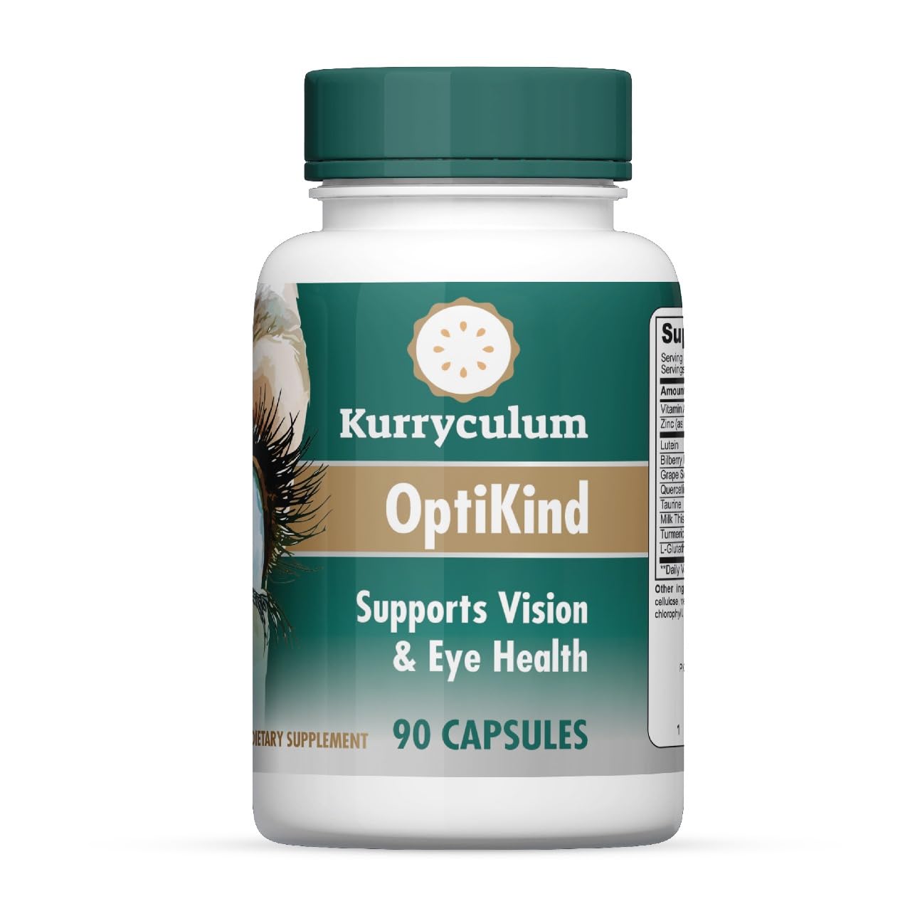 Kurryculum OptiKind Vision Support Supplement, 90 Capsules, Eye Health Formula with Lutein and Glutathione