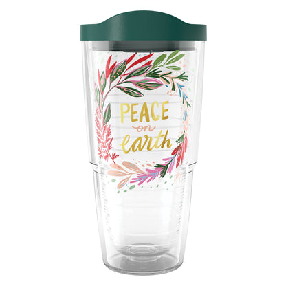Tervis EttaVee Christmas Holiday Peace On Earth Made in USA Double Walled Insulated Tumbler Travel Cup Keeps Drinks Cold & Hot, 24oz, Peace