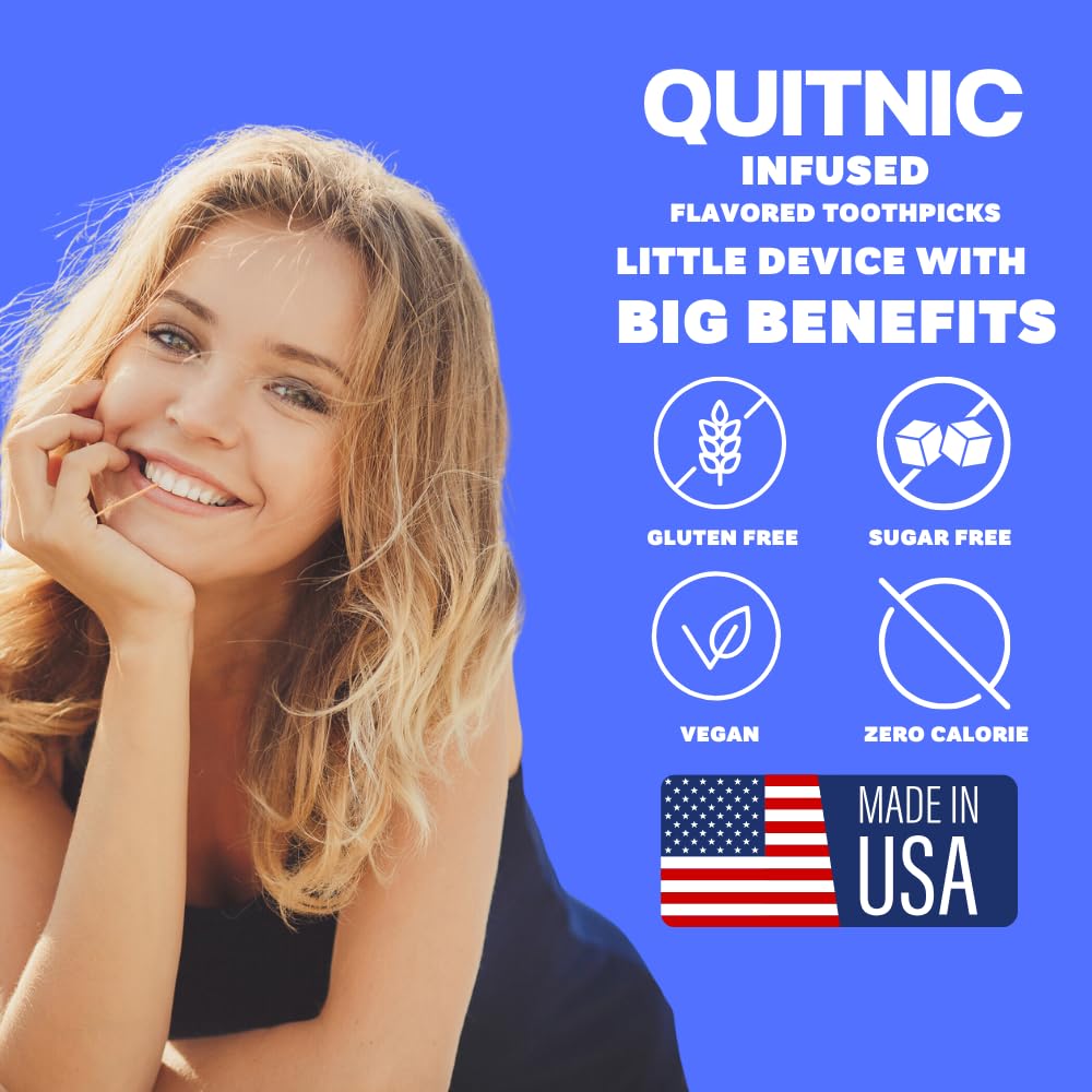 Quit-NIC Infused Flavored Toothpicks - Nicotine Free, Non-GMO Kosher Vegan Variety Pack, 20 Count (Pack of 4) - Flavored Toothpicks for Adults to Help Quit Smoking and Quit-NIC