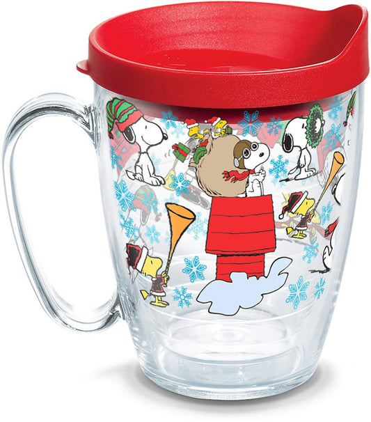 Tervis Peanuts Christmas Collage Made in USA Double Walled Insulated Tumbler Travel Cup Keeps Drinks Cold & Hot, 16oz Mug, Classic