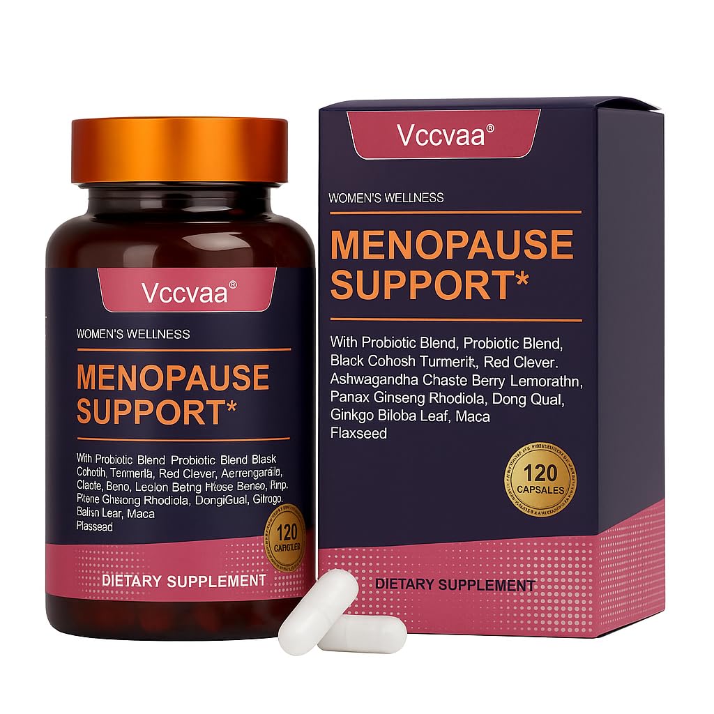 Vccvaa 40-in-1 Menopause Support for Women – Hormonal Balance, Hot Flash & Mood Relief – Black Cohosh, DIM, Maca, Red Clover, Probiotics, B6, D3 & More – Vegan, 120 Capsules