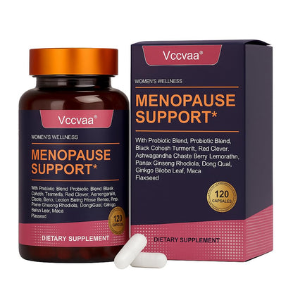 Vccvaa 40-in-1 Menopause Support for Women – Hormonal Balance, Hot Flash & Mood Relief – Black Cohosh, DIM, Maca, Red Clover, Probiotics, B6, D3 & More – Vegan, 120 Capsules