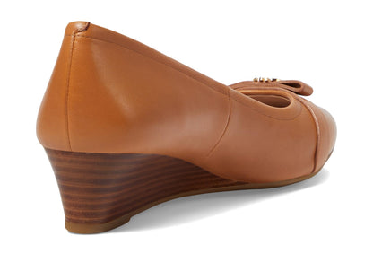 Cole Haan Women's Malta Wedge Pumps, Pecan Leather/Natural, 9