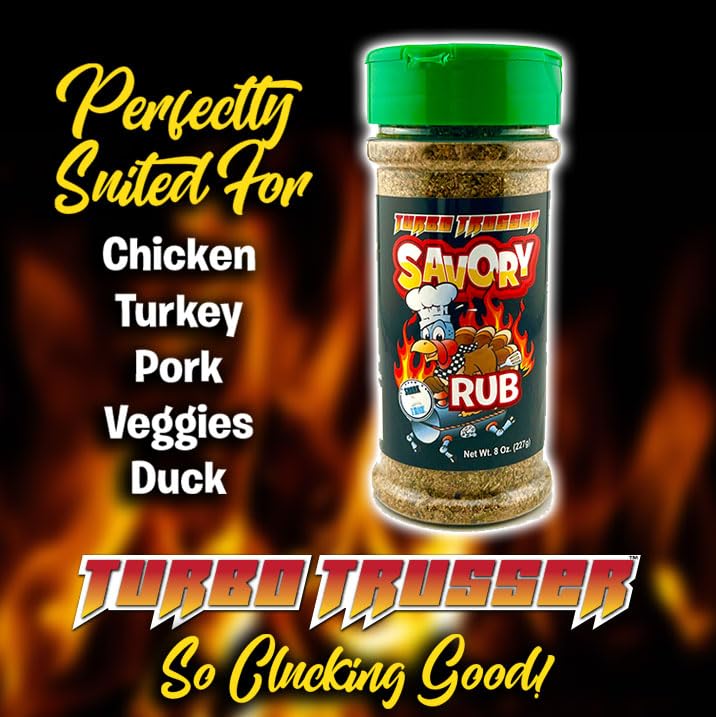 Turbo Trusser | Savory Rub | For Turkey, Chicken, Duck, Pork & Veggies | Bold, Aromatic, Perfectly Balanced Flavor | Made in the USA | 8 OZ