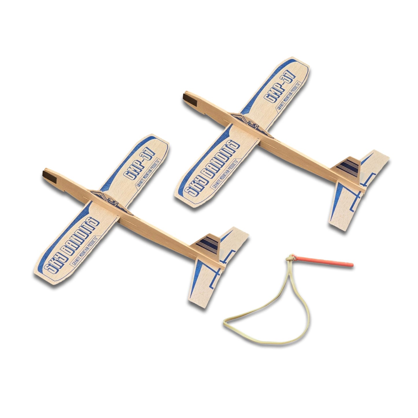 GRANITE MOUNTAIN PRODUCTS Balsa Wood Airplane Kits | Plane Toys Set - 2 Sling Shot Gliders | Pack of 2 Rubber Band Launched BalsaWood Gliders | Outdoor Party Favors, Parties, and BBQ's