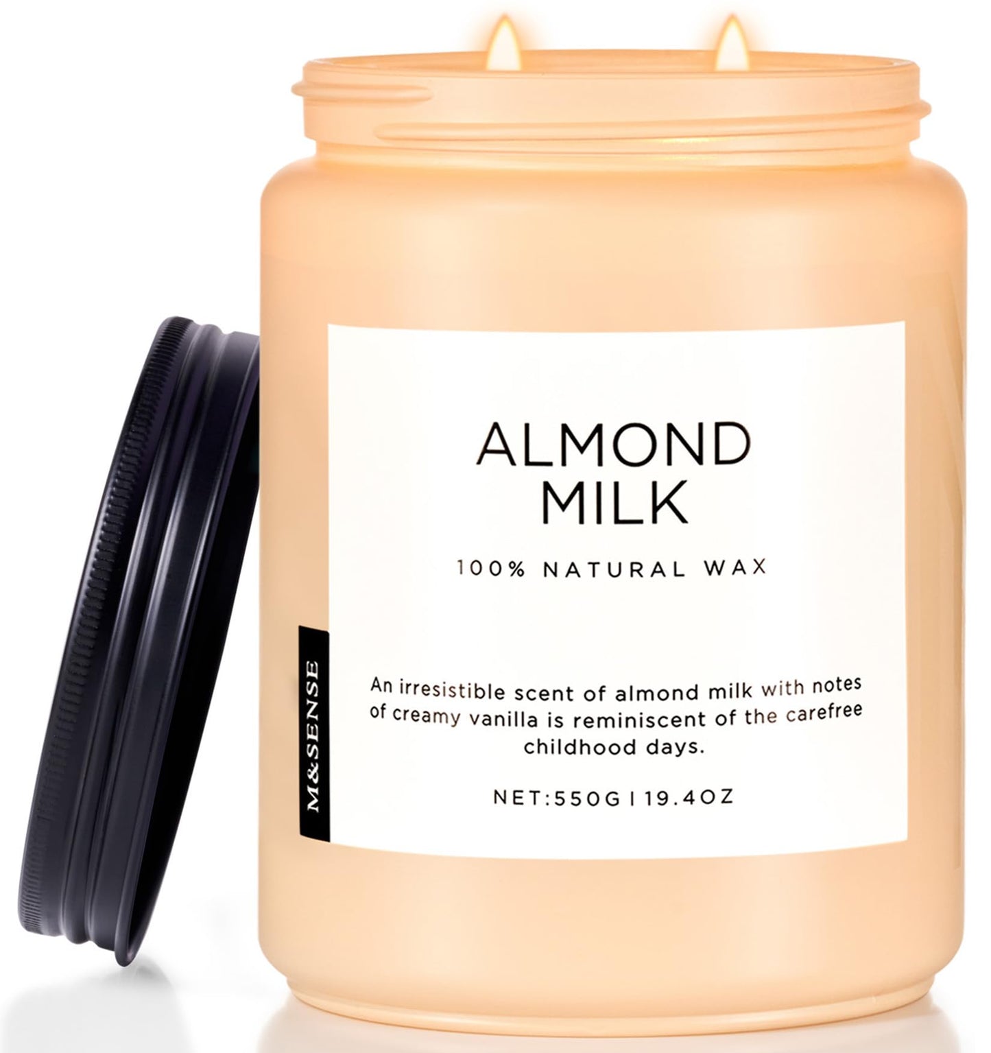 M&SENSE Almond Milk Scented Candles for Home, 19.4oz 110 Hours Long Lasting Non Toxic Natural Organic Soy Wax Relaxing Scented Candle Housewarming Gift for Friends Teachers