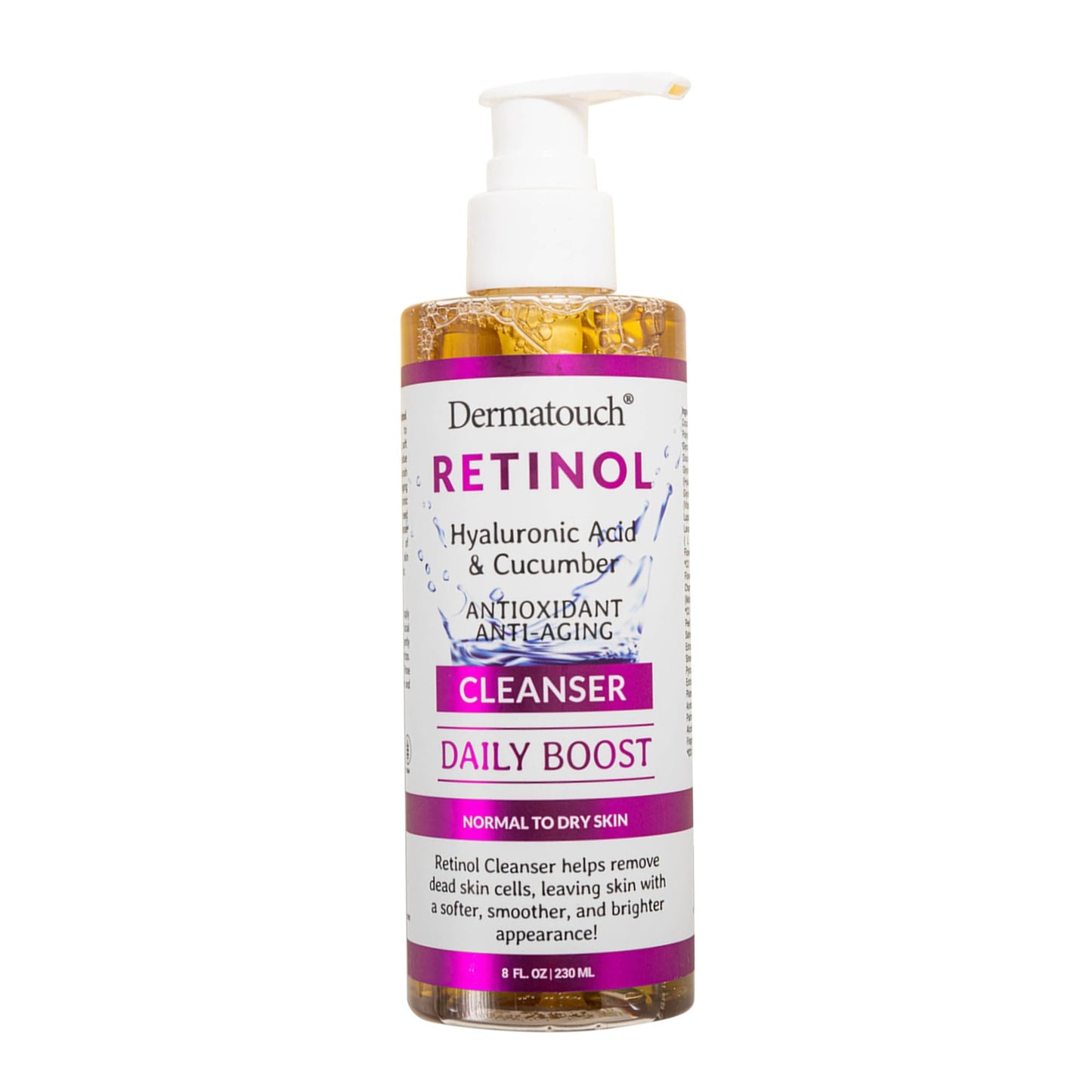 DERMATOUCH Retinol Face Cleanser, 8 oz - Hyaluronic Acid, Cucumber & Vitamins - Made in America