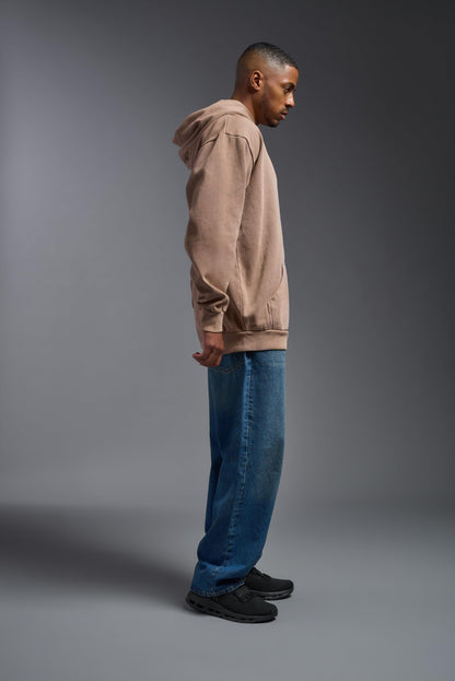 Expert Brand USA-Made Men's Oversized Heavyweight Cotton Pullover Hoodie, Desert, Large
