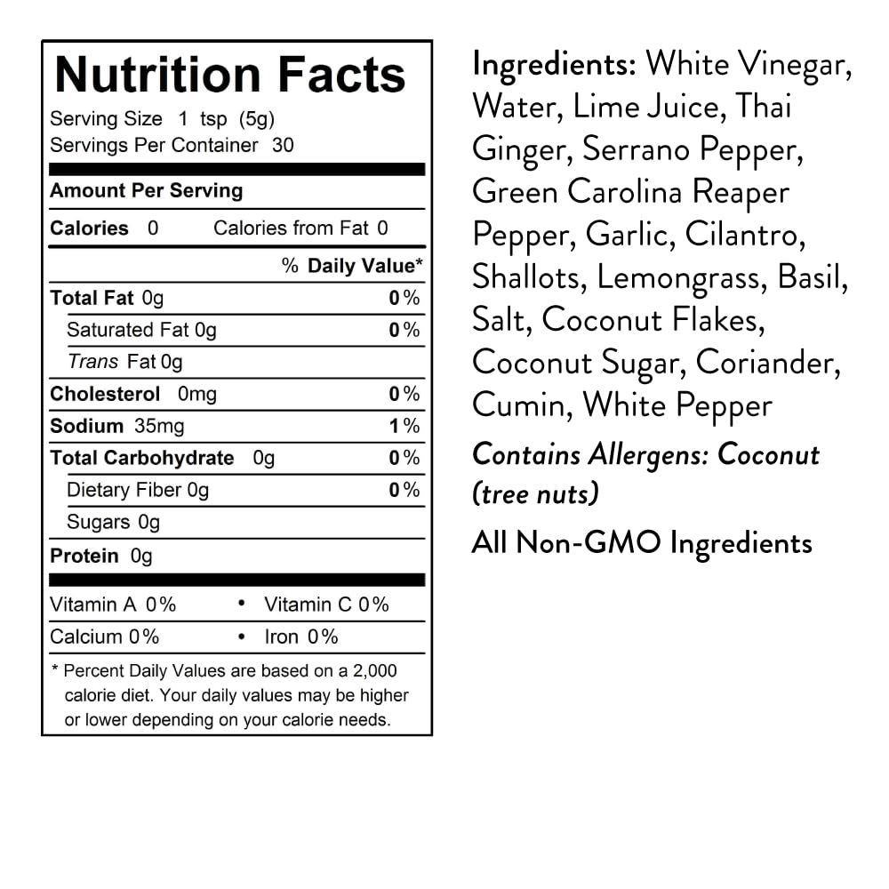 Seed Ranch Hot Thai Sauce, 5 Fl Oz - Spicy Heat - Featured on Hot Ones, Green Carolina Reaper Pepper, Organic Gourmet Hot Sauce - Vegan, Non-GMO, Gluten-Free, Proteins, Rice Bowls, Noodles & Breakfast