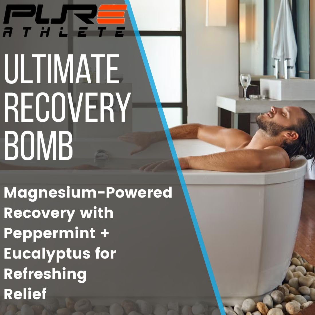 Pure Sport Refreshing Peppermint Bath Bombs - Magnesium Epsom Salt and Natural Essential Oils for Soaking, Relaxation Father’s Day Gifts, Post Workout Muscle Recovery Soak for Athletes, Made in USA