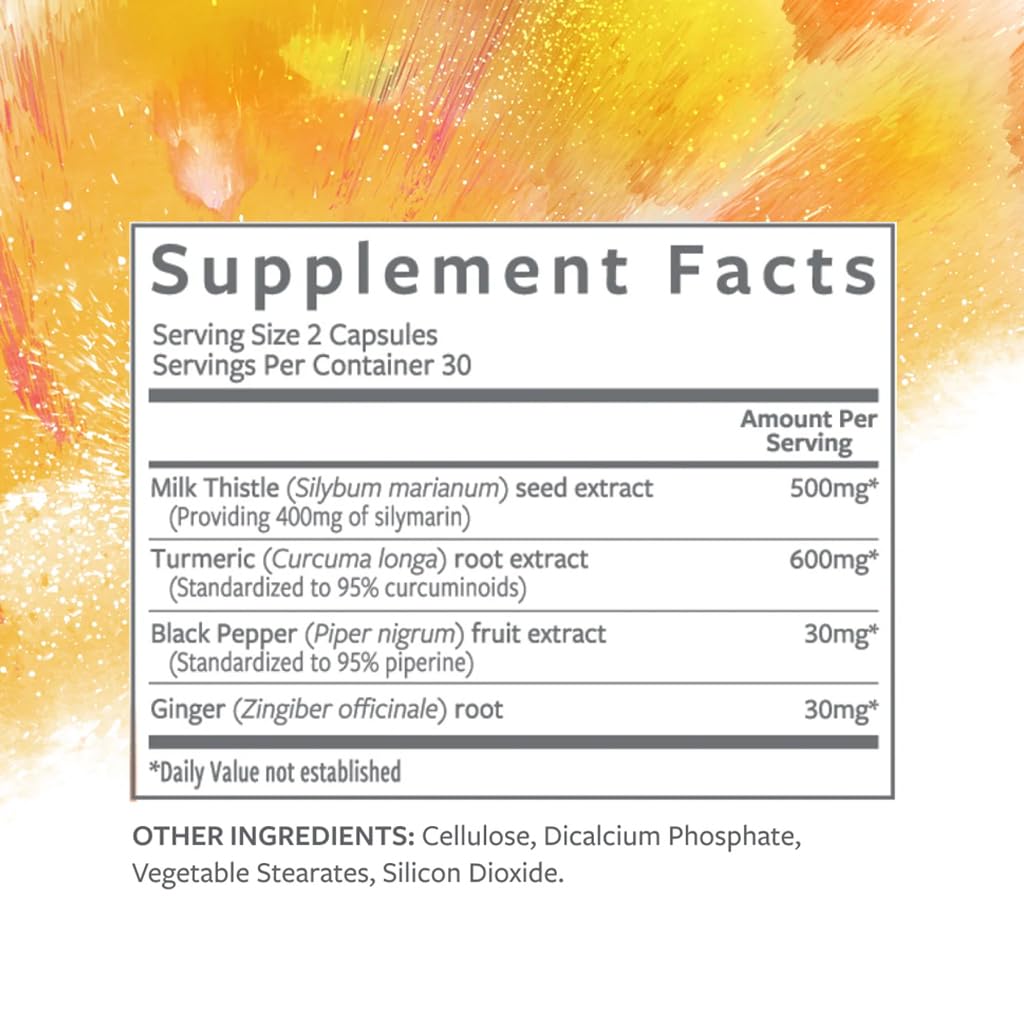 Clean Program Liver Support Supplement for Liver Health & Detox, Milk Thistle, Turmeric Supplement with Antioxidant Protection, Vegetarian Capsules, Non-GMO, Gluten & Soy Free - 60 Count