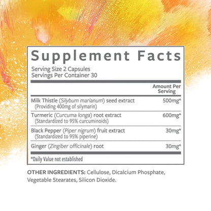 Clean Program Liver Support Supplement for Liver Health & Detox, Milk Thistle, Turmeric Supplement with Antioxidant Protection, Vegetarian Capsules, Non-GMO, Gluten & Soy Free - 60 Count