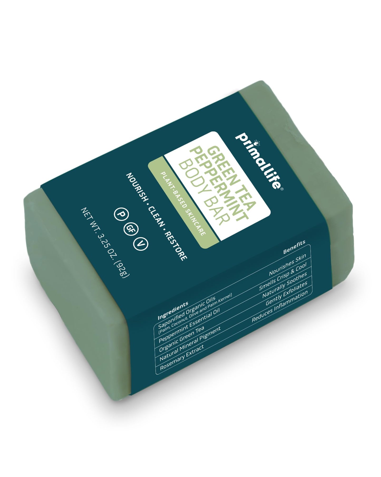 Primal Life Organics- Body Wash Bar (Green Tea Peppermint)