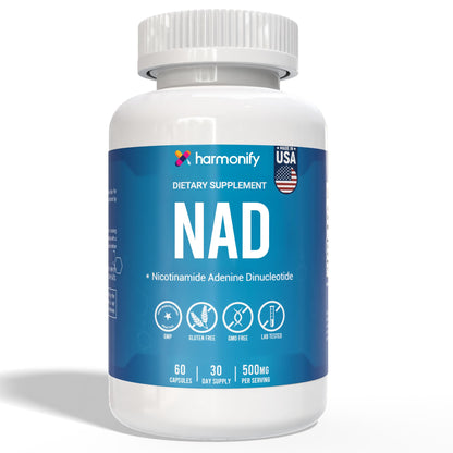 HARMONIFY NAD Supplement 60 Capsules, Proudly USA Company, Non-GMO & Gluten Free, 1 Month Serving, 1000 Mg Per Serving