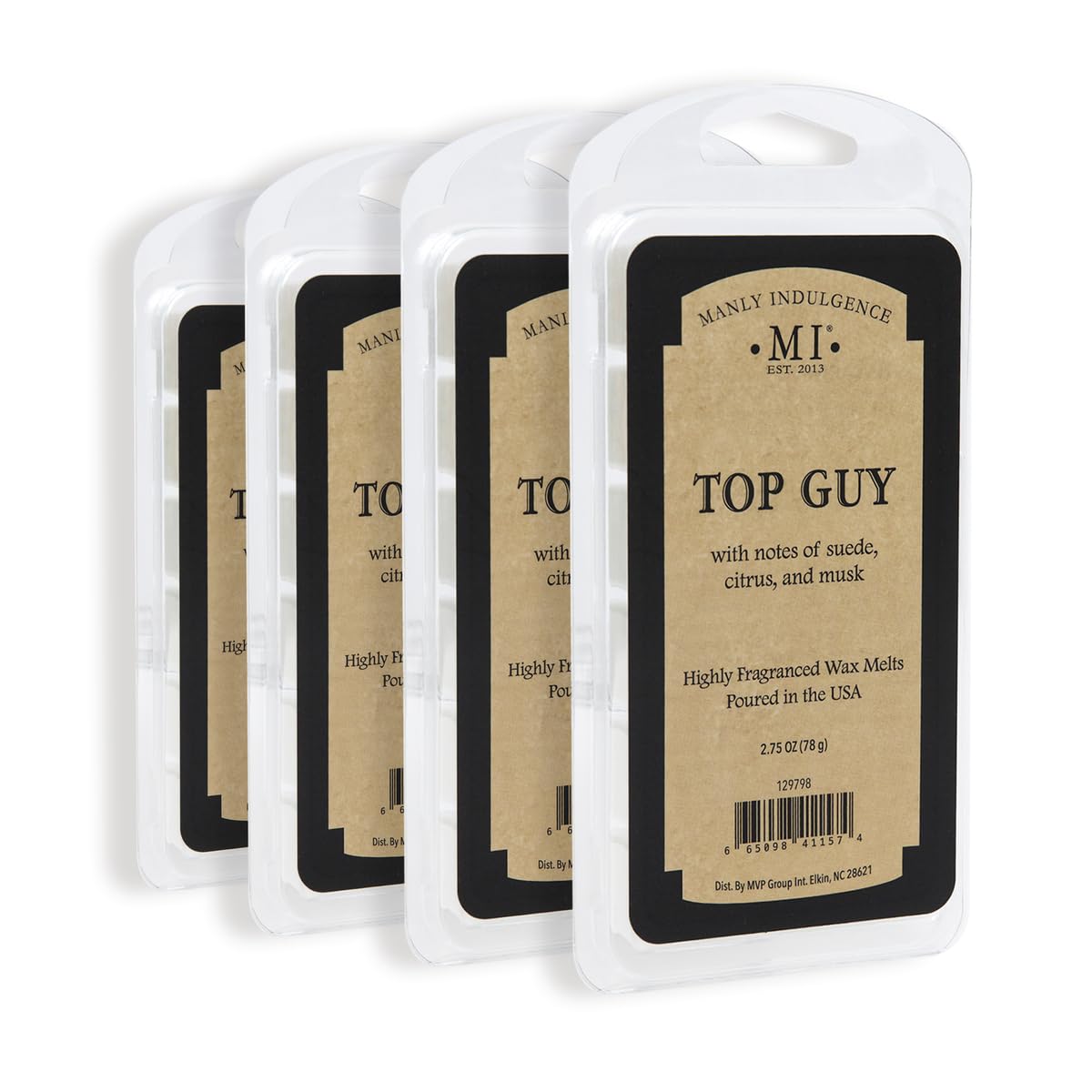 Manly Indulgence Top Guy Scented Wax Melts, Wax Melt Warmer Cubes, Long Lasting Scented Wax Warmer Cubes, 4 Pack, 6 Cubes Each - Made in The USA
