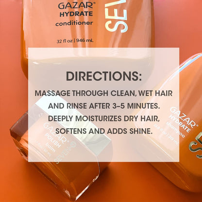 SEVEN Hair Care Gazar Hydrate Conditioner for Women & Men, Anti-Frizz, Moisturize Dry Hair, Sulfate + Paraben Free, Cruelty Free with Argan Oil, Jojoba & Biotin, Made in USA, 2oz
