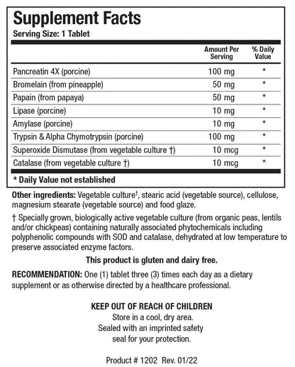 Biotics Research Intenzyme Forte™ Proteolytic Pancreatic Enzymes, Pancreatin, Bromelain, Papain, Lipase, Amylase–Supplement Supports Healthy Protein Digestion–Immune & Circulatory Function 500 Tablets