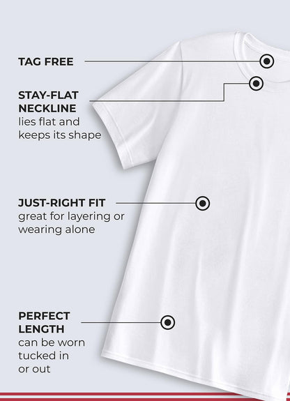 Jockey Men's Undershirt Made in America 100% Cotton Crew Neck T-Shirt - 2 Pack, White, M