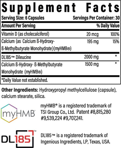 Advanced Bionutritionals Advanced Muscle Plus – Muscle Supplement with Peptide DL185™ (Dileucine) & MyHMB® – Workout Recovery, Amino Acids & HMB Capsules for Men & Women – 30 Servings