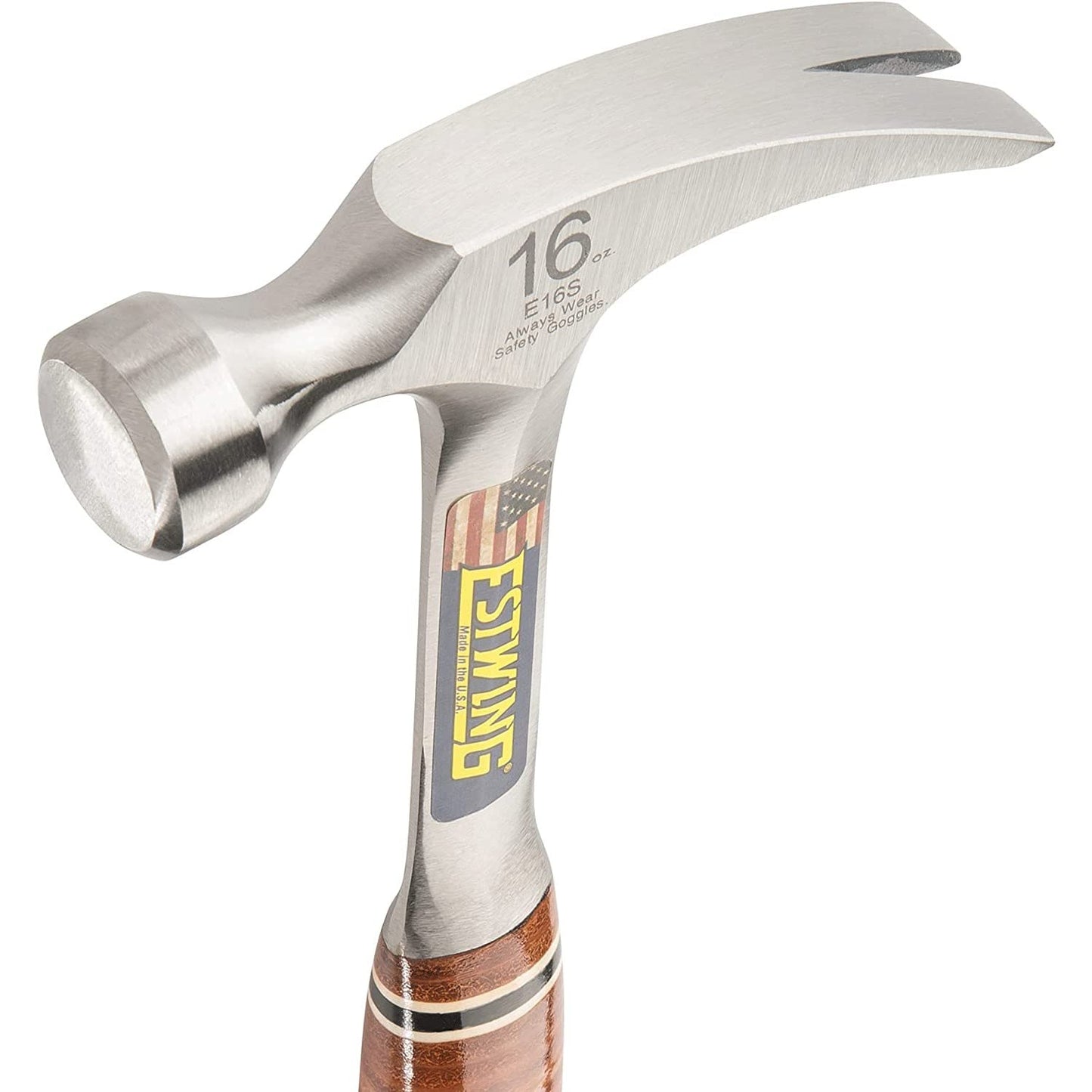 ESTWING Hammer - 16 oz Straight Rip Claw with Smooth Face & Genuine Leather Grip - E16S