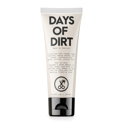 California Born Days of Dirt, Hair Styling Cream for Men - Hair Grooming Cream for Dry, Fluffy, Frizzy, Clean Lived-in Look - Styling Cream for No-Hold, Texture & Shine - Made in USA, 6.8fl oz