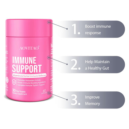 Immune Support Supplement Natural Herbal Cognitive Support Booster and Mushroom with Lion's Mane, Reishi Supplement for Memory Cognitive