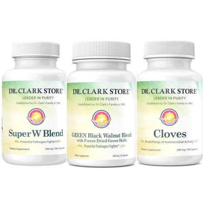 Dr Clark Store Intestine Support & Cleanse Kit - with Freeze-Dried Green Black Walnut Hulls, Wormwood, and Cloves-Helps Maintain Optimum Intestinal Function