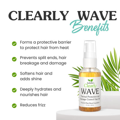 WAVE, Damage Control Hair Oil with Jojoba | Thermal Heat Protector for Sun, Flat Iron, Hot Blow Dry, Blowout to Prevent Damage and Breakage | Sulfate Free Natural Hair Styling Product Made in USA