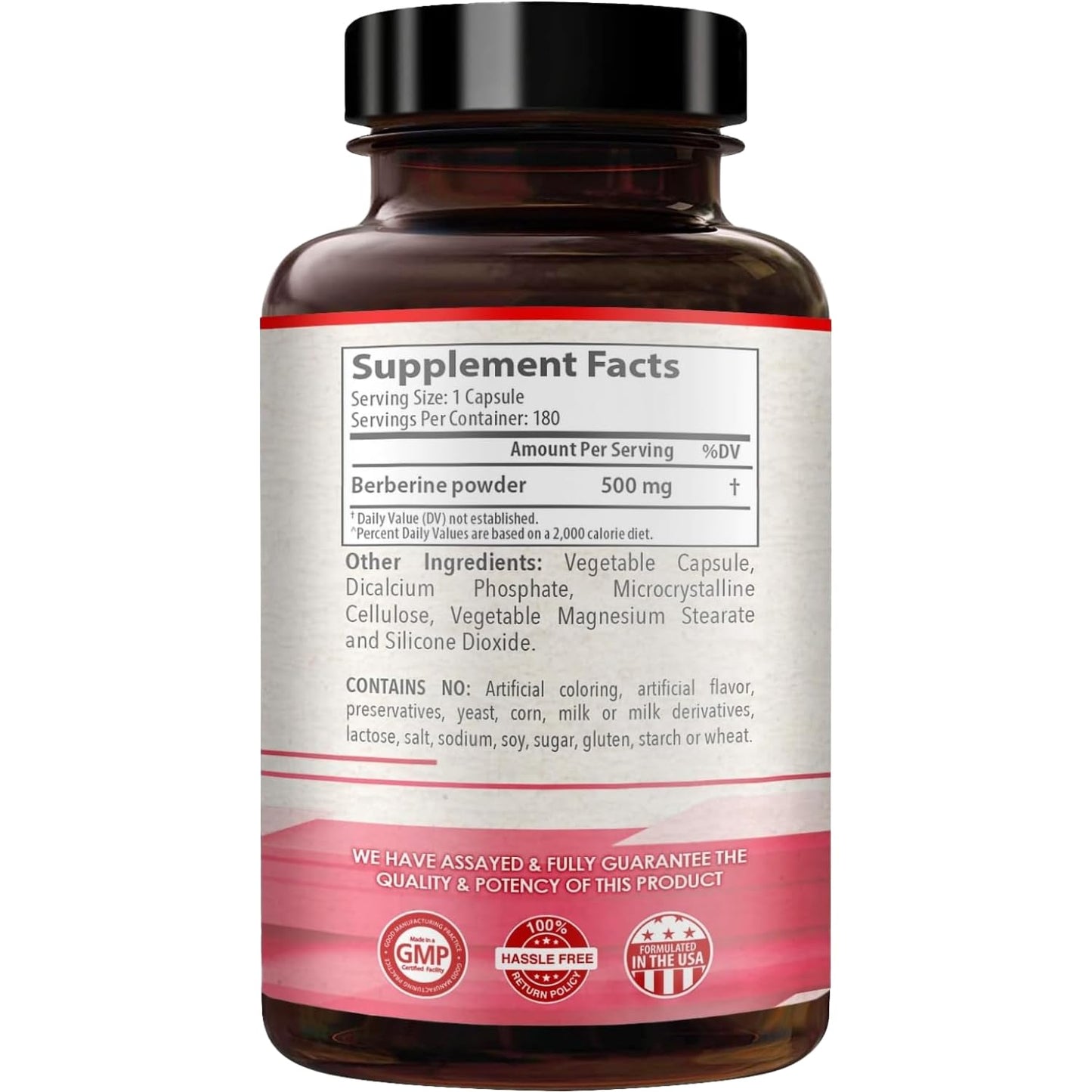 High Strength Berberine Supplement 500mg - Once Daily Potent Berberine 500mg Antioxidant Quercetin Supplement for Heart Aging and Vitality Support - Vegan Friendly & Made in the USA (180 Servings)