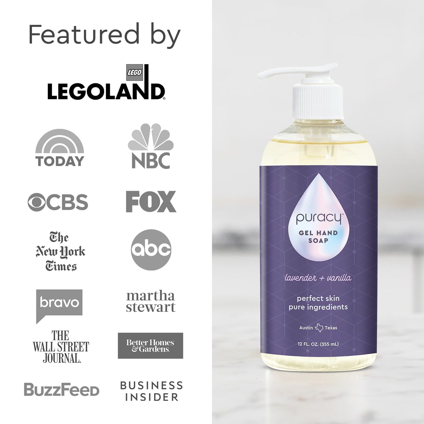 Puracy Organic Hand Soap, For the Professional Hand Washers We've All Become, Moisturizing Natural Gel Hand Wash Soap, Liquid Hand Soap Refills for Soft Skin 12oz, Lavender & Vanilla