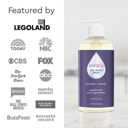 Puracy Organic Hand Soap, For the Professional Hand Washers We've All Become, Moisturizing Natural Gel Hand Wash Soap, Liquid Hand Soap Refills for Soft Skin 12oz, Lavender & Vanilla