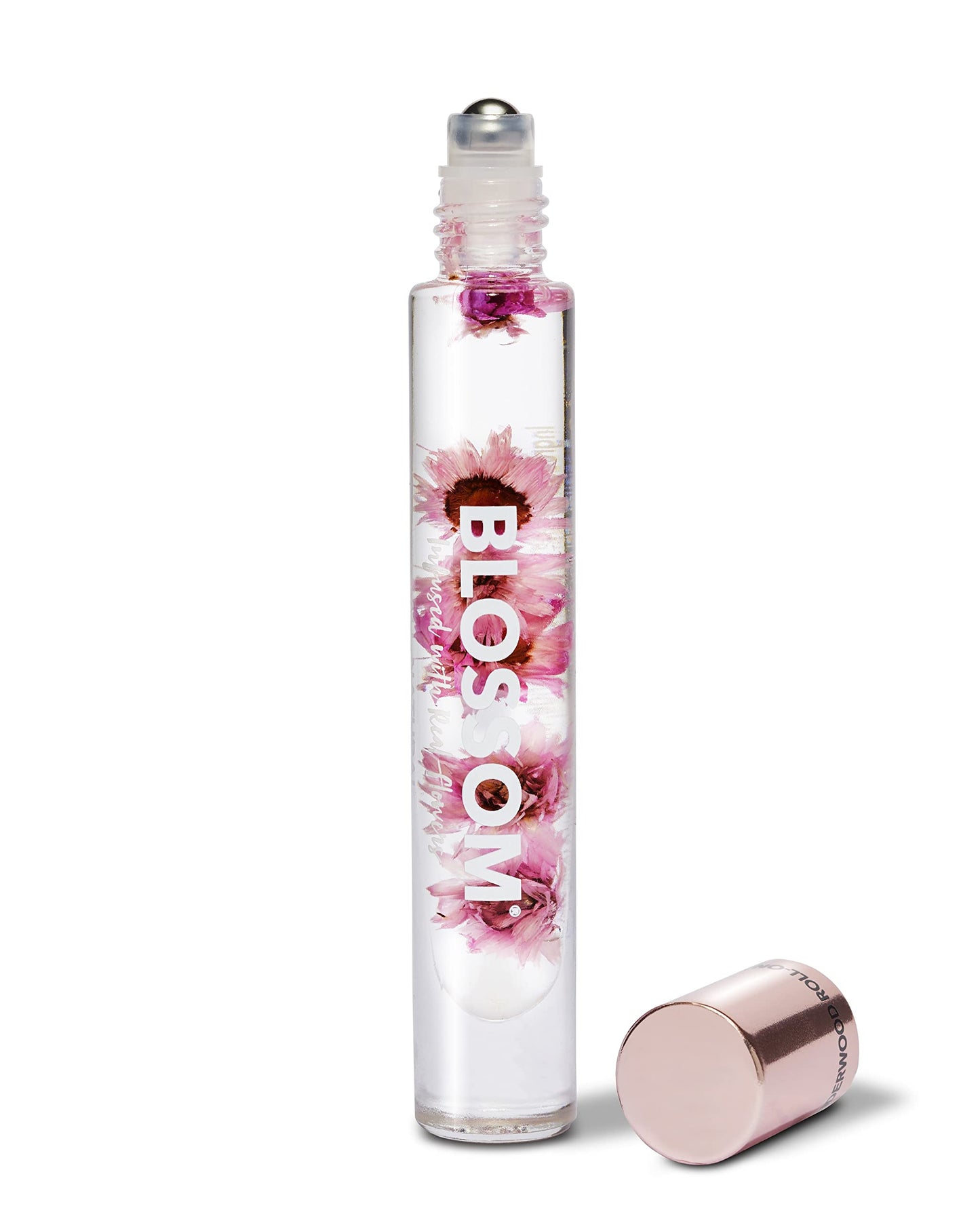 Blossom Roll on Perfume for Women Alcohol Free Rollerball Perfume Oil with Essential Oils, Infused with Real Flowers, Made in USA, 0.20oz (Sandalwood, cedar, Amber, Vetiver), Lavenderwood