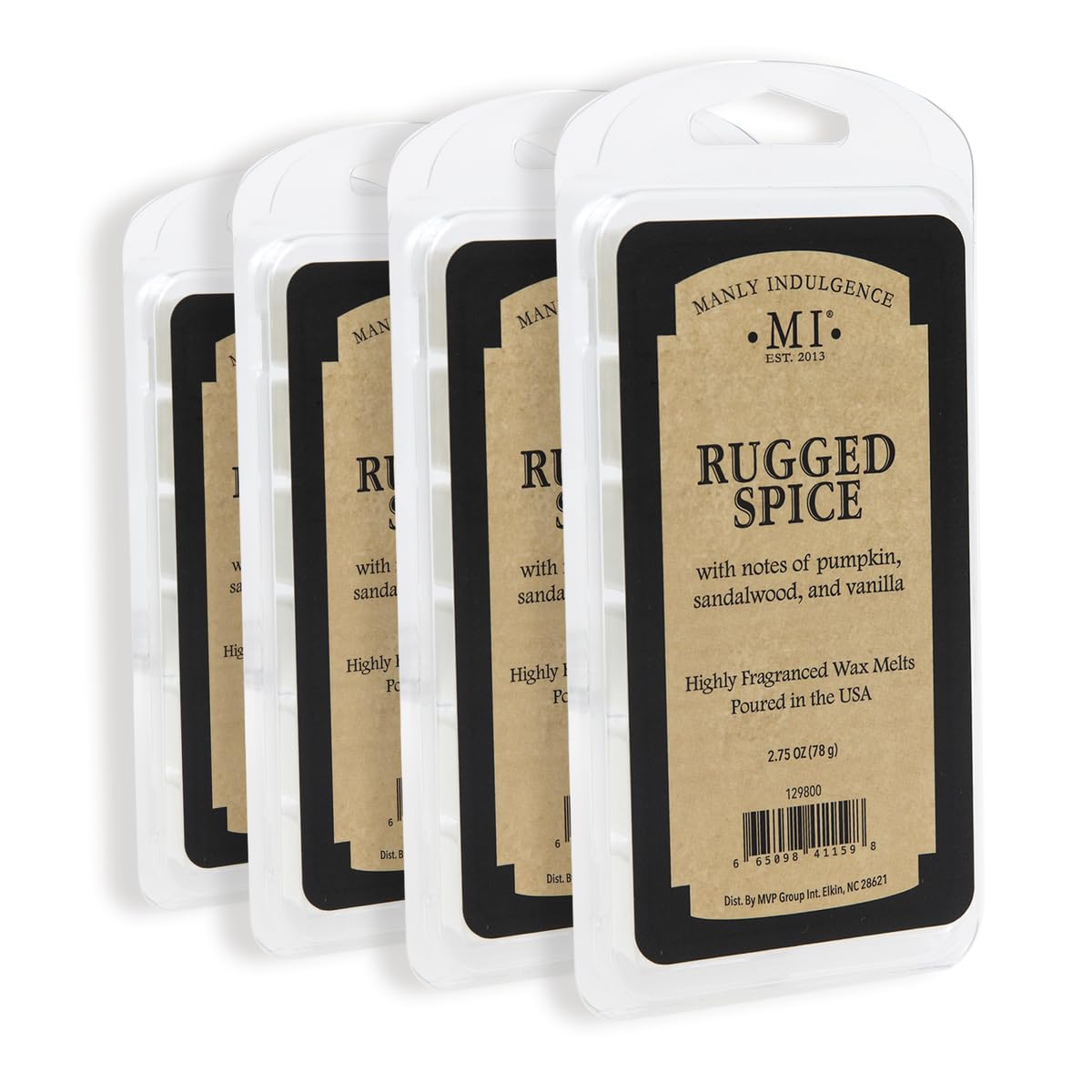 Manly Indulgence Rugged Spice Scented Wax Melts, Wax Melt Warmer Cubes, Long Lasting Scented Wax Warmer Cubes, 4 Pack, 6 Cubes Each - Made in The USA