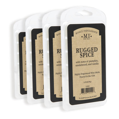 Manly Indulgence Rugged Spice Scented Wax Melts, Wax Melt Warmer Cubes, Long Lasting Scented Wax Warmer Cubes, 4 Pack, 6 Cubes Each - Made in The USA