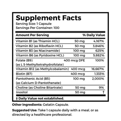 Dr Clark Store B Vitamin Complex (SuperB100), 501 mg 100 Gelatin Capsules